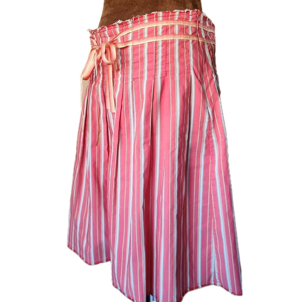 Y2K Preppy Striped Skirt Size 6 Ribbon Tie Waist Lined Old Navy Vintage Academia